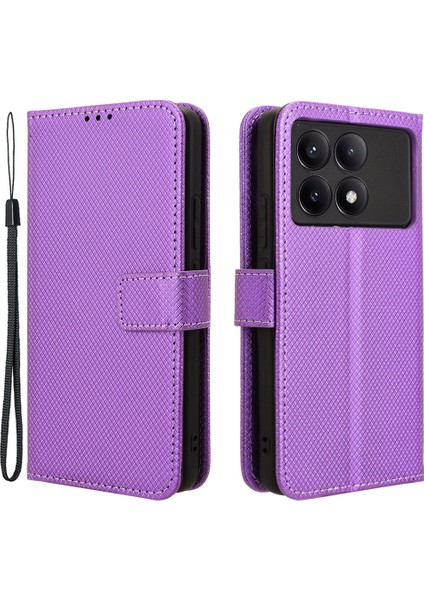 Xiaomi Için Redmi K70E 5g/poco X6 Pro 5g Telefon Kılıfı Cüzdan Bilek Kayışı Kart Yuvaları Deri Kapak Morası (Yurt Dışından)