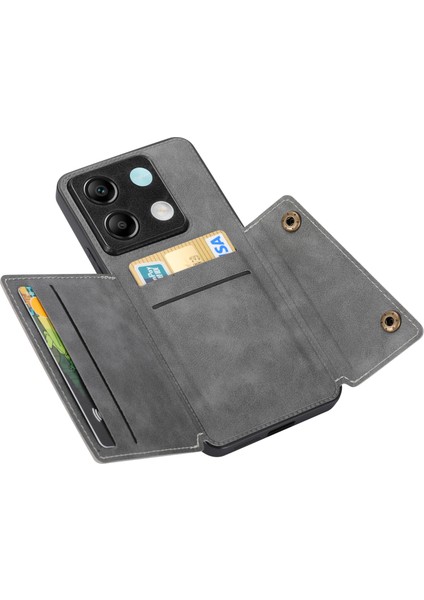 Xiaomi Redmi Için Note 13 Pro 5g Case Pu Deri+Tpu Kart Tutucu Grey ile Telefon Kapağı (Yurt Dışından)