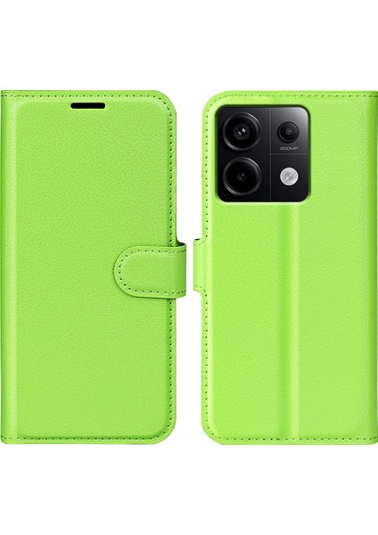 Xiaomi Redmi Için Note 13 Pro 5g Case Litchi Doku Deri Telefon Kabuğu Stand Yeşili (Yurt Dışından)