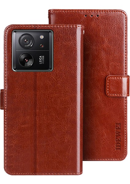 Xiaomi 13T/13T Pro/redmi K60 Ultra Case Pu Deri Standı Manyetik Toka Telefon Kapak-Kahverengi (Yurt Dışından)