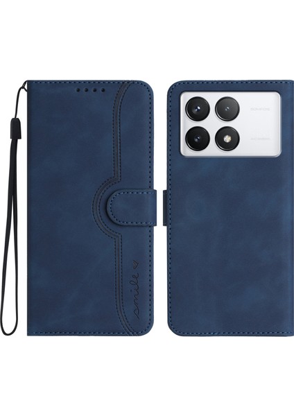 Xiaomi Için Redmi K70 5G/K70 Pro 5g Deri Kılıf Gülümseme Desen Cüzdan Flip Kapak Sapfire (Yurt Dışından)