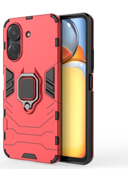 Xiaomi Redmi 13C 4g/poco C65 4g Case Anti-Drop Ring Kickstand Akıllı Telefon Kapak-Kırmızı (Yurt Dışından)
