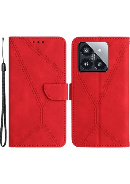 Xiaomi 14 Pro Kılıfı Için Yumuşak Pu Deri Deri Touch Telefon Kapak-Kırmızı (Yurt Dışından)