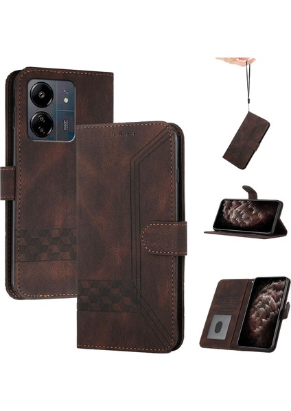 Xiaomi Redmi 13C 4g/5g/poco C65 4g Deri Kasa Telefon Cüzdanı Stand-Coffee (Yurt Dışından)