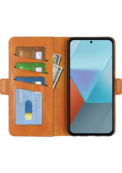 Xiaomi Redmi Için Note 13 Pro 5g Kasa Sonbahar Deri Deri Cüzdan Stand Cep Telefonu Kapak Sarı (Yurt Dışından)