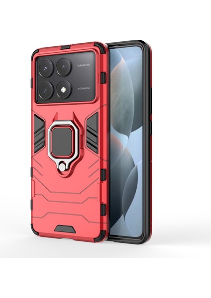 Xiaomi Için Redmi K70E 5g Telefon Kılıfı Pc+Tpu Kapak Döndürme Halkası Tutucu Kickstand-Red (Yurt Dışından)