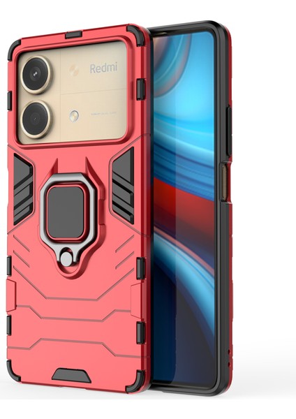 Xiaomi Redmi Için Note 13R Pro 5g Case Pc + Tpu Telefon Kapak Yüzüğü Kickstand-Red (Yurt Dışından)