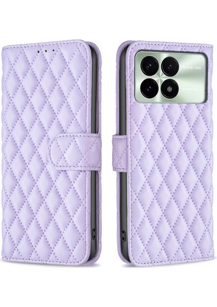 Xiaomi Redmi Için K70 5G/K70 Pro 5g Deri Kılıf Rhombus Grid Kapak Cüzdan Stand-Moral (Yurt Dışından)