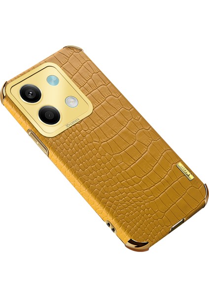 Xiaomi Için Redmi Note 13 5g Case Timsah Doku Deri+Tpu Telefon Geri Kabuk Kapağını Sarı (Yurt Dışından)