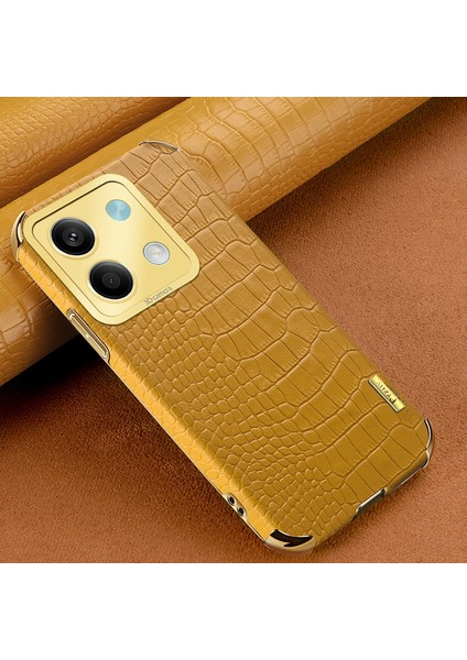 Xiaomi Için Redmi Note 13 5g Case Timsah Doku Deri+Tpu Telefon Geri Kabuk Kapağını Sarı (Yurt Dışından)