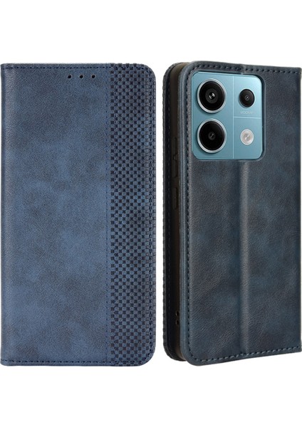 Xiaomi Redmi Için Note 13 Pro 5g Telefon Kılıfı Cüzdan Retro Pu Deri Cep Telefonu Kapak Mavisi (Yurt Dışından)