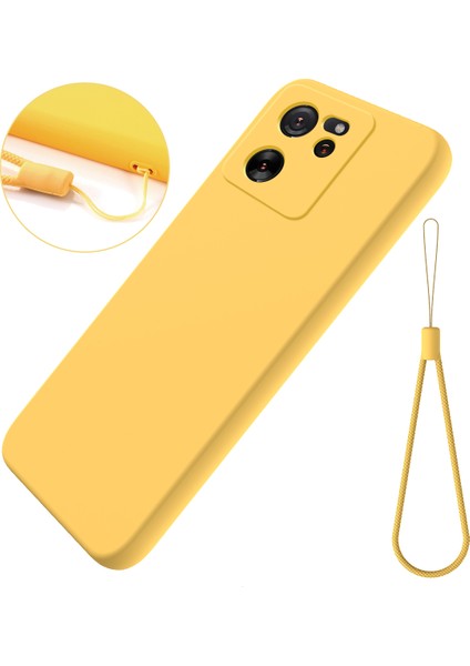 Xiaomi 13T PRO/13T/REDMI K60 Ultra Kılıf Yumuşak Astar Sıvı Silikon Telefon Kabuğu Strap-Sarı ile Kaplama (Yurt Dışından)