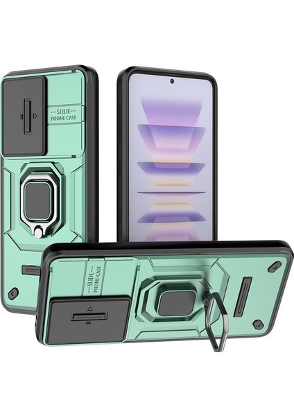 Xiaomi Poco F5 Pro 5g/redmi K60 5G/K60 Pro 5g Case Pc+Tpu Ring Kickstand Telefon Kapak Yeşil (Yurt Dışından)