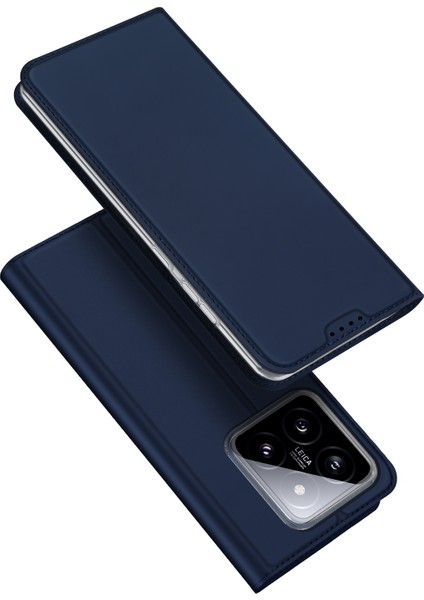 Xiaomi 14 Pro Case Deri Telefon Kapağı Kart Yuvası Mavisi ile (Yurt Dışından)