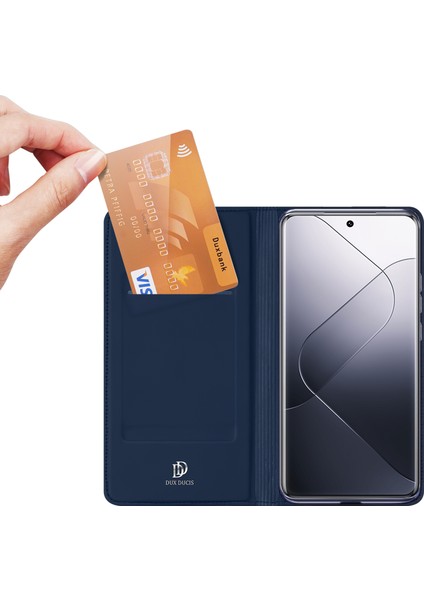 Xiaomi 14 Pro Case Deri Telefon Kapağı Kart Yuvası Mavisi ile (Yurt Dışından) fiyatları