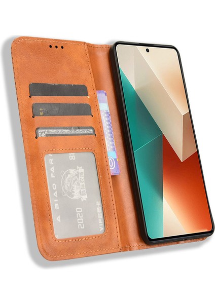 Xiaomi Için Redmi Note 13 5g Cep Telefonu Kapak Kılıfı Cüzdan Retro Pu Deri Kabuk-Brown (Yurt Dışından) fiyatları