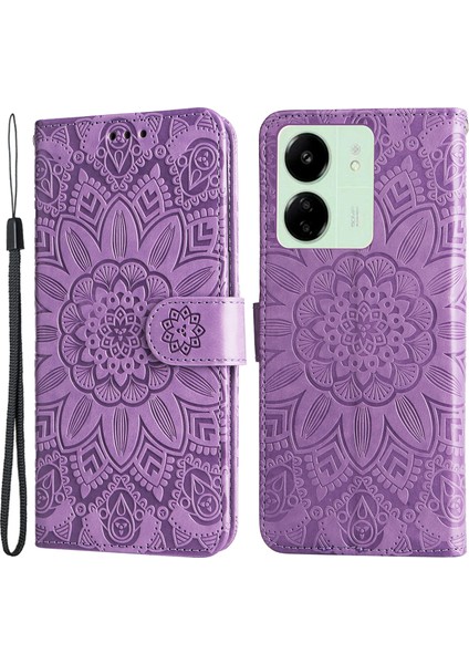 Xiaomi Redmi Için 13C 4g/poco C65 4g Telefon Kılıf Anti-Fall Pu Deri Deri Stand Cüzdan Kapak Morası (Yurt Dışından)
