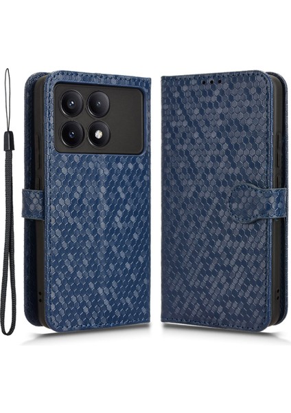 Xiaomi Poco X6 Pro 5g/redmi K70E 5g Case Deri Deri Baskılı Noktalar Desen Desenli Akıllı Telefon Kapak-Dark Mavi (Yurt Dışından)