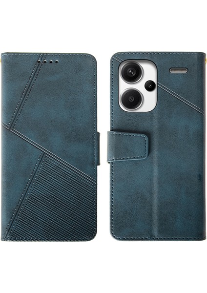 Xiaomi Redmi Için Note 13 Pro+ 5g Kılıf Deri Buzağı Doku Standı Çizgiye Karşı Çizelge Anti Tele Kapak Mavisi (Yurt Dışından)
