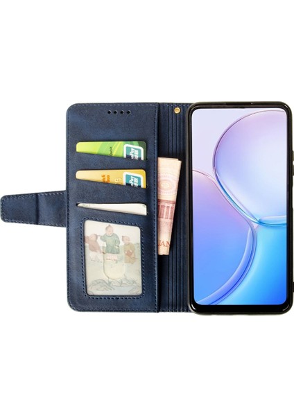 Xiaomi Redmi Için Note 13 Pro+ 5g Kılıf Deri Buzağı Doku Standı Çizgiye Karşı Çizelge Anti Tele Kapak Mavisi (Yurt Dışından)