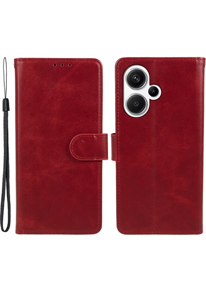 Xiaomi Için Redmi Note 13 Pro+ 5g Mobil Telefon Kılıfı Pu Deri Cüzdan Stand Ince Fit Telefon Kapak-Kırmızı (Yurt Dışından)