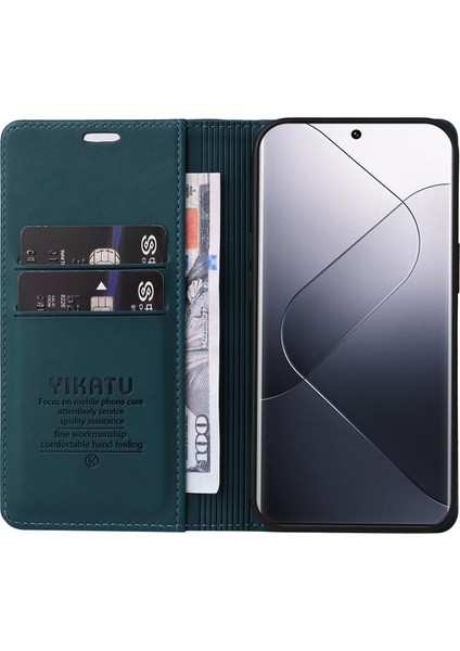 Xiaomi 14 Pro Case Deri Telefon Kapağı Cüzdan ve Kart Yumru-Yeşili (Yurt Dışından) fiyatları