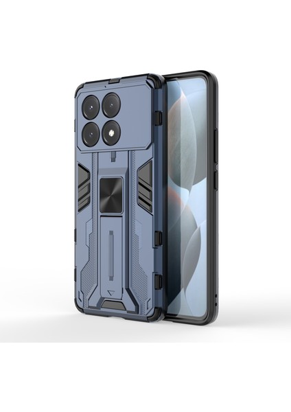 Xiaomi Redmi Için K70E 5g Kickstand Cover Çift Katman Sabit Pc Yumuşak Tpu Şok Geçirmez Kasa Mavisi (Yurt Dışından)