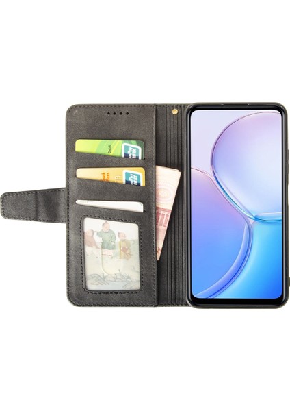 Xiaomi Redmi Için Note 13 Pro+ 5g Kılıf Deri Buzağı Doku Standı Scratch Anti-Cratch Telefon Kapak Black (Yurt Dışından)