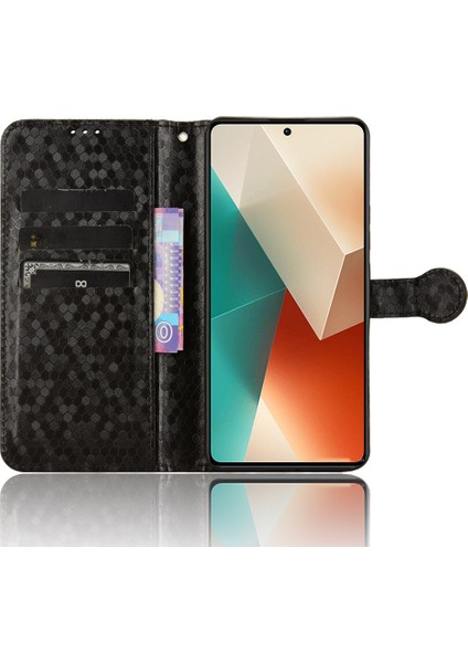 Xiaomi Için Redmi Note 13 5g/13 5g (Çin) Kılıf Anti-Çizelge Pu Deri Basılı Cüzdan Cep Telefonu Koruyucu-Black (Yurt Dışından)