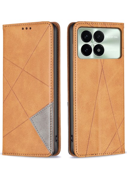 Xiaomi Için Redmi K70 5G/K70 Pro 5g Deri Kılıf Stand Telefon Koruyucu Kapak Kart Yuvaları Sarı (Yurt Dışından)