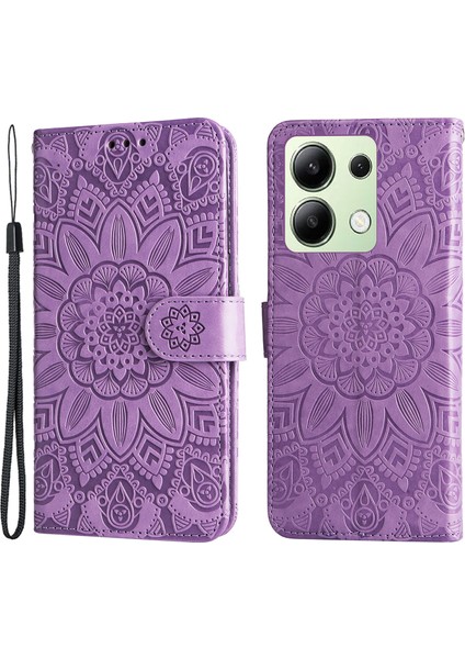 Xiaomi Için Redmi Note 13 4g Kasa Cüzdanı Baskılı Telefon Örtüsü El Kayış-Mor ile (Yurt Dışından)