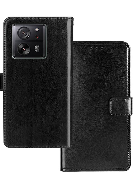 Xiaomi Için Anti-Drop Telefon Kılıfı 13T/13T Pro/redmi K60 Ultra Kılıf Pu Deri Cüzdan Telefon Kapak Black (Yurt Dışından)