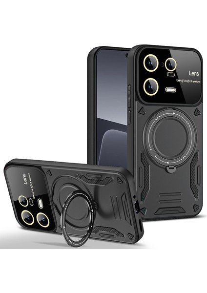 Xiaomi 13 Pro 5g Pc+Tpu Şok Geçirmez Telefon Kasası Kickstand Kapağı Magsafe-Black ile Uyumlu (Yurt Dışından)