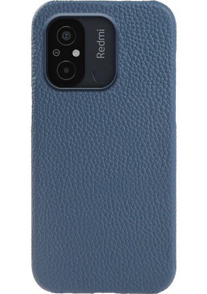 Xiaomi Redmi Için 12C 4g Orijinal Inek Deri Kaplamalı Pc Telefon Kılıfı Litchi Doku Manyetik Kapak Mavisi (Yurt Dışından)
