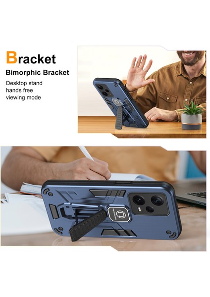 Xiaomi Redmi Için Note 12 Pro+ 5g Kickstand Case Çift Katmanlı Tasarım Pc+ Tpu Koruma Telefon Kapak-Blue (Yurt Dışından) fiyatları