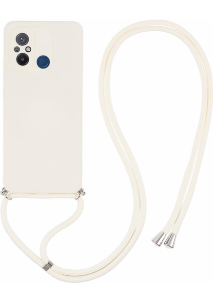 Xiaomi Redmi 12C 4g Kasa Yumuşak Fiber Astar Tpu Tpu Telefon Kapağı Lanyard-White (Yurt Dışından)