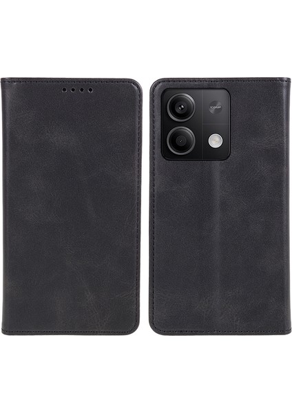 Xiaomi Için Redmi Note 13 Pro 5g Case Cep Telefonu Stand Kapağı Şok Geçirmez Pu Deri Cüzdan-Siyah (Yurt Dışından)
