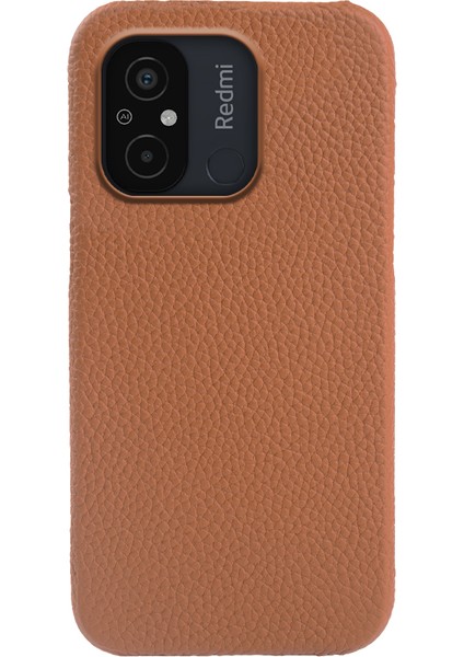 Xiaomi Redmi Için 12C 4g Orijinal Inek Deri Kaplamalı Pc Telefon Kılıfı Litchi Doku Manyetik Kapak-Kahverengi (Yurt Dışından)