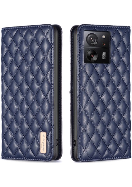Xiaomi 13T/13T Pro/redmi K60 Ultra Case Pu Pu Deri Rhombus Telefon Kapak Mavisi (Yurt Dışından)