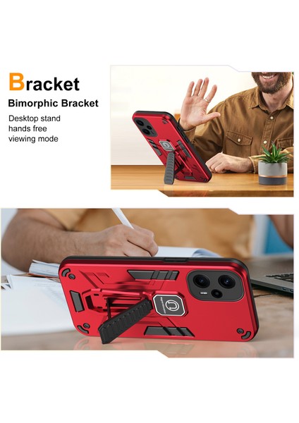 Xiaomi Için Poco F5 5g/redmi Not 12 Turbo Telefon Kılıfı Şok Geçirmez Sağlam Kapak Araba Montajı Kickstand-Red (Yurt Dışından) fiyatları