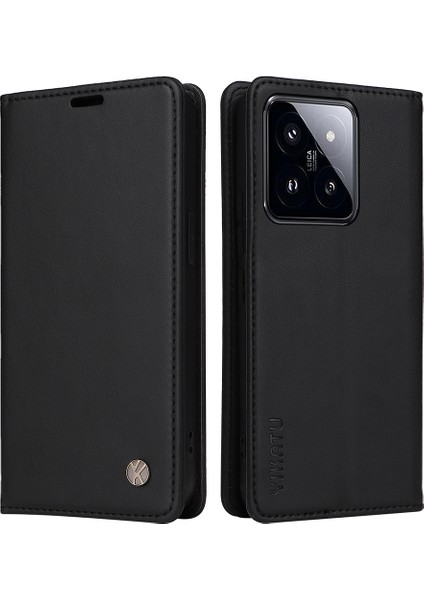Xiaomi 14 Pro Case Deri Telefon Kapağı Cüzdan ve Kart Yuvası Black (Yurt Dışından)