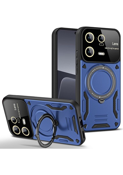 Xiaomi 13 Pro 5g Pc+Tpu Şok Geçirmez Telefon Kasası Kickstand Kapağı Magsafe-Mavi ile Uyumlu (Yurt Dışından)