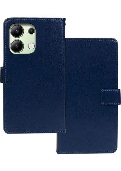 Xiaomi Için Redmi Note 13 4g Telefon Kılıfı Fotoğraf Yuvası Mavisi ile Çılgın At Doku Kapağı (Yurt Dışından)