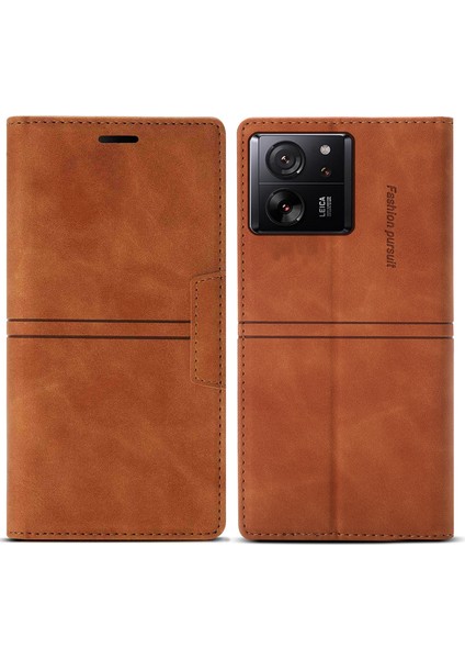 Xiaomi 13T/13T Pro/redmi K60 Ultra Kılıf Cüzdan Stand Mobil Telefon Kapak-Kahverengi (Yurt Dışından)