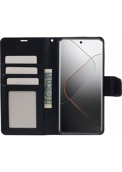 Xiaomi Için Cep Telefonu Kapağı 14 Pro Case Telefon Kabuğu Pu Deri Cüzdan-Siyah (Yurt Dışından) fiyatları