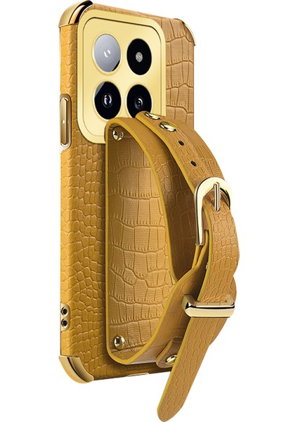 Xiaomi 14 Pro Case Bileklik Elektrokaplatma Hassas Kesme Telefon Kapağını Sarı Sarı (Yurt Dışından)