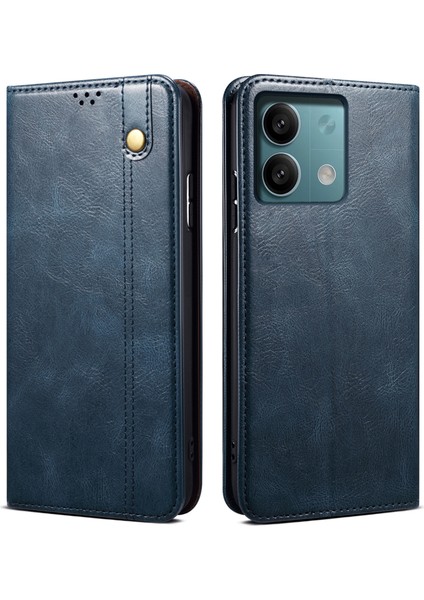 Xiaomi Redmi Için Note 13 Pro 5g Case Pu Pu Deri Anti-Drop Stand Telefon Koruyucu-Blue (Yurt Dışından)