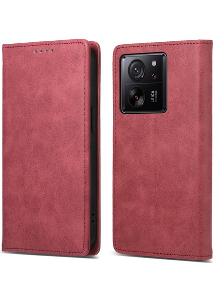 Xiaomi 13T/13T Pro/redmi K60 Ultra Kasa Rfıd Engelleme Cüzdan Telefon Kapak-Kırmızı (Yurt Dışından)