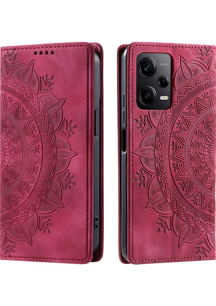 Xiaomi Redmi Için Note 12 Pro 5g/poco X5 Pro 5g/redmi Note 12 Pro Speed ​​5g Case Pu Pu Deri Basılı Cüzdan Stand Telefon Kapağı Gül (Yurt Dışından)