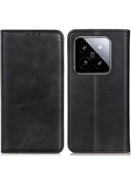 Xiaomi 14 Pro Case Deri Deri Kapak Cüzdan Stand-Black (Yurt Dışından)